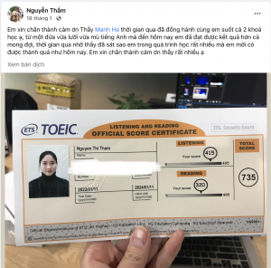 Nguyễn Thị Thắm từ mất gốc đạt 735 2 2.NGUYEN THAM review