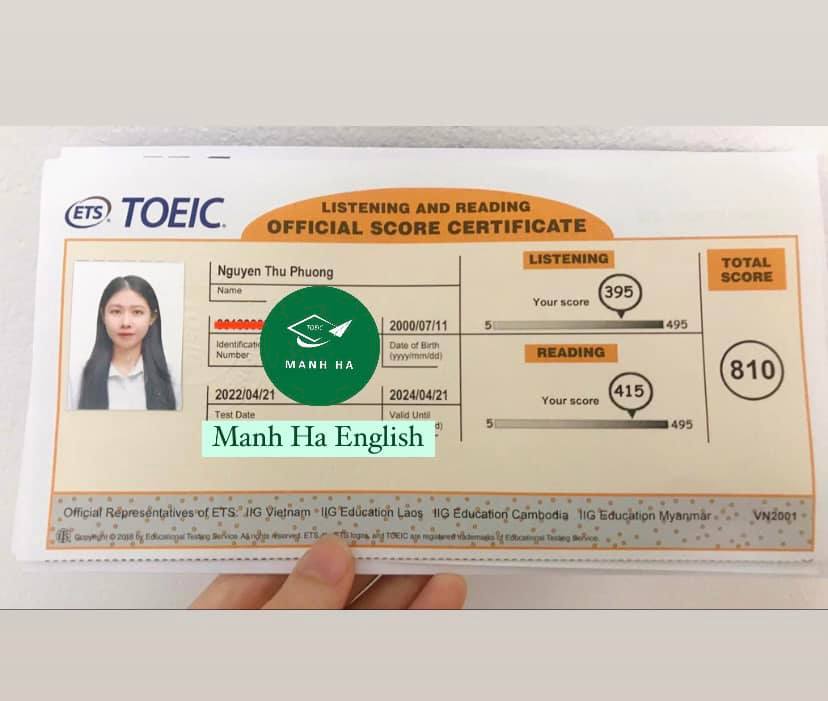Nguyễn Thu Phương đạt 810 sau lớp TOEIC B 1 nguyen thu phuong
