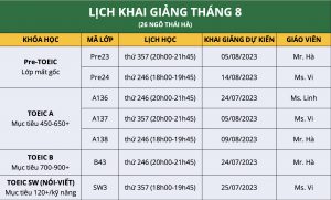 lich khai giang t8